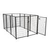 10-Panel Heavy Duty Metal Dog Kennel, Pet Playpen With Door, Outdoor Backyard Fence for Dogs Pets, 82.7"L x 55.1"W x 45.3"H, Black