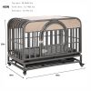 46in Heavy Duty Dog Crate, Furniture Style Dog Crate with Removable Trays and Wheels for High Anxiety Dogs