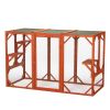 Wooden Cat Cage with Green Asphalt Roof, Galvanized Wire Mesh