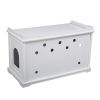 Cat Washroom Bench, Wood Litter Box Cover with Spacious Inner, Ventilated Holes, Removable Partition, Easy Access, White