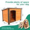 Discount treatment 45"Dog House Outdoor and indoor wooden kennel, winter strap with elevated feet, large dog weatherproof (gold red and black)