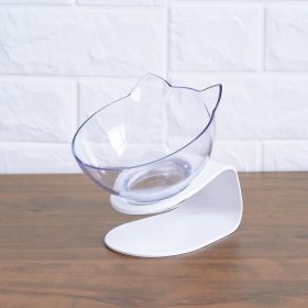 Non Slip Double Cat Bowl With Raised Stand Pet Food Cat Feeder Protect Cervical Vertebra Dog Bowl Transparent Pet Products (Option: Single transparent with shelf)