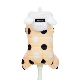 Warm big polka dot four-leg cotton coat (Color: Light Yellow)