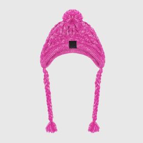 Fur Ball Warm And Windproof Fluffy Ball Knitting Method Dog Fighting Hat (Color: pink)