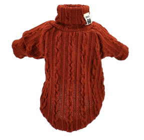 Pet Turtleneck Knitted Sweater Winter Dog Cat Keep Warm (Color: Orange)