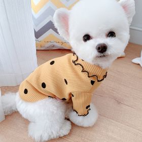 Dot turtleneck dog bottoming shirt (Color: Yellow)