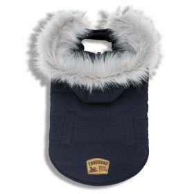 Touchdog 'Eskimo-Swag' Duck-Down Parka Dog Coat (Color: Navy)