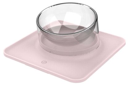 Pet Life 'Surface' Anti-Skid and Anti-Spill Curved and Clear Removable Pet Bowl (Color: pink)