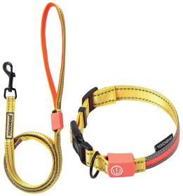 Touchdog 'Lumiglow' 2-in-1 USB Charging LED Lighting Water-Resistant Dog Leash and Collar (Color: Yellow)