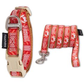 Touchdog 'Funny Bun' Tough Stitched Embroidered Collar and Leash (Color: Red)