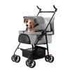 4 Wheels Pet Stroller Foldable Carrier Strolling Cart Travel Jogger Pet Stroller with Removable Liner Storage Basket for Dog Cat