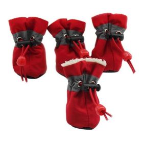 Dog Boots 4 PCS Set (Color: Red)