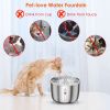 2L/67.6Oz Automatic Electric Pet Water Fountain Stainless Steel Pet Drinking Fountain Cat Dog Water Dispenser